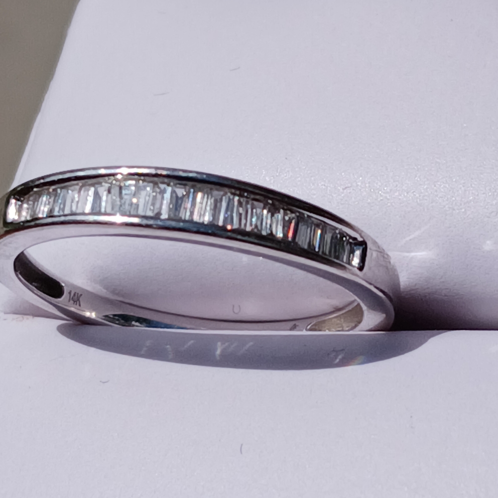 14K White Gold Channel Set Baguette Diamond Ring - Picture 8 of 12